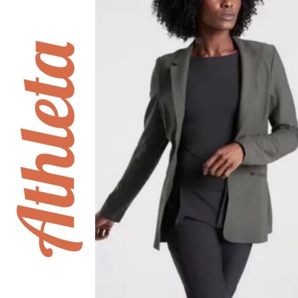 ATHLETA INTERSTELLAR BLAZER OLIVE GREEN SLEEK MODERN MINIMALIST, SIZE 4 - Picture 12 of 12